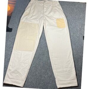 Pilcro Anthropologie Patchwork Cotton Pants Pleated High Rise Chino Size 28 Tall